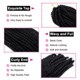 12 Inch Spring Twist Crochet Hair 4 Packs Bounce Bomb Spring Twists Braids Black Short Passion Twists Braiding Hair Extensions Synthetic Crochet Braids Hair for Women (30Strands/Pack; 1#)