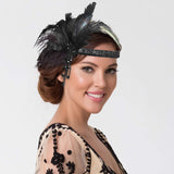 FOBU  3 Set 1920s Flapper Headpiece Roaring 20s Feather Headband Gatsby Headpiece for Women Hair Accessories (Black) middle