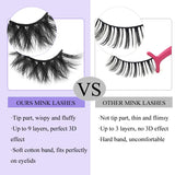 3D Mink Lashes, 20-25mm Dramatic Mink Eyelashes Full Strips False Mink Lashes 3 Pairs 1 Pack Fluffy Handmade False Eyelashes 3 Styles from WENNALIFE, HOT SUMMER