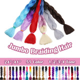 SEGO 24 Inch Jumbo Braiding Hair Jumbo Braid Hair Extensions Long Jumbo Braids for Box Braids Crochet Hair High Temperature Synthetic Fiber Single Color Red 3 Bundle