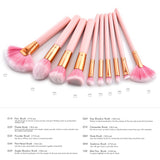 FIDDY898 Pink Professional Makeup Brush Set Powder Cream Blush Concealer Brush Nose Eye Lip Brush Kabuki Tools-10 pcs