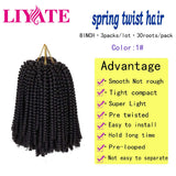 3 Pack 8 inch Spring Twist Crochet braids bomb twist crochet hair ombre spring twists fluffy twist braiding Hair passion twists Low Temperature Kanekalon Synthetic Fiber hair Extension(1#)