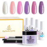 Beetles Dipping Powder Nail Starter Kit, 6 Colors Lavender Collection Pink/Purple and Glitter Dip Powder Nail Manicure Set, Dip Powder System Starter Nail Kit, No UV/LED Lamp Needed, 0.53 fl.Oz/each