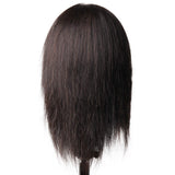 12” Afro Mannequin Head with 100% Human Hair Hairdresser Training Head Female Mannequin African Cosmetology Doll Head Manikin for Hair Styling & Practice with Free Clamp (1B Hair Color)