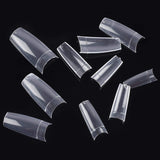 Feugole French Nail Tips Acrylic Flake Nails Half Cover 1000PCS Artificial False Nails Half Tips & Box for DIY Nail Art (Natural/Clear)