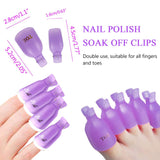 TEUVO 50 Pcs Toe Polish Remover Clips Set, Polish Remover Clips for Toenails Polish and Fingernails Polish, Soak Off Clips for Home and Professional Salon, Purple