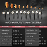 Yoseng Makeup Brush Set of 10Pcs New Fashionable Super Soft Professional Oval Toothbrush Foundation Contour Powder Blush Conceler Eyeliner Blending Brush Cosmetic Brushes Tool Set with Box (Black)