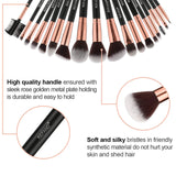 Refand Makeup Brushes, 18pcs Face Brushes Cosmetics Kabuki Foundation Powder Concealers Blending Eye Shadows Professional Make Brushes Kit with Pu Leather Storage Bag Rose Gold Black
