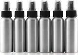 2-Ounce Aluminum Fine Mist Spray Bottles (6-Pack); Mini Metal Atomizer Bottles, 2.75oz Travel / Purse / Sample Size