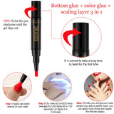 6 Pieces Nail Polish Pen 5 ml One Step Nail Gel Pen 3 in 1 Soak Off UV LED Nail Varnish Nail Art Tools, No Base and Top Coat Needed for Women Girls (Rose Gold, Red, Black, Purple, White, Gray)