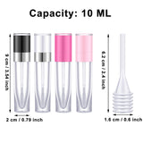 24 Pieces Empty Lip Gloss Tube Bottle Refillable Lip Glaze Bottle with Wand Mini Lip Oil Sample Bottle Container with 4 Funnel for Travel (Light Pink, Black with Silver, White with Silver, Rose Red)