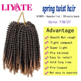 4 Packs 8 Inch Spring Twist Braiding Hair Crochet Braids Bomb Spring Twist Crochet Hair Fluffy Twist Hair Jamaican Bounce Synthetic Hair Extensions(T1B/350#)