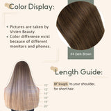 Vivien Clip in Human Hair Extensions Brown, 14 inch Remy Human Hair Extensions Dark Brown Soft Straight Clip in Hair Extensions Full Head Hair Extensions Clip in Human Hair 7pcs 120g