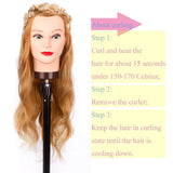 Mannequin Head Hair Styling Training Head Braiding Manikin Cosmetology Doll Head with stand, Synthetic Fiber Hair 26 inches HX2701