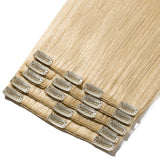 16 inch 90g Clip in Hair Extensions Human Hair 100% Double Drawn Human Hair Extensions 8 Pieces Thick To The End #613 Bleach Blonde