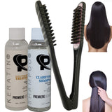 Brazilian Keratin Hair Treatment Complex DIY Kit Smoothing Keratin Treatment and Clarifying Shampoo - Professional Effective Fast Acting Formula (Plus Double Sided Brush)