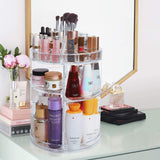 360 Rotating Makeup Organizer, Great Clear Acrylic Cosmetic Storage Display in Vanity Bathroom and Dresser, Large and Tall for Skincare Cream, Perfume, Lotion and More ( 3 Removable Lipstick Racks )