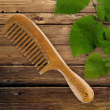 pureGLO Green Sandalwood Hair Comb | No Static Detangling Natural Aroma Handmade Wooden Comb | Wide Tooth Comb