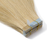 Tape in Hair Extensions Ash Blonde 100% Remy Human Hair 12''-24'' Double Side Tape Seamless Skin Weft Rooted Natural Hair Extensions 20pcs Long Straight Silky (20 inch 50g,#24 Natural Blonde)