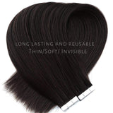 Lacerhair 20 inch Remy Tape in Human Hair Extensions Semi-permanent Natural Black #1B 100% Real Virgin Human Hair Double Side Extensions 50g 20pcs/set