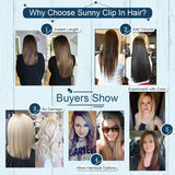 Sunny Clip in Auburn Hair Extensions 16 inch Double Weft Clip in Hair Extensions Human Hair #33 Auburn Brown Full Head Set Real Hair Clip in 7pcs 120g