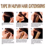 14 Inch 30g Tape in Remy Human Hair Extensions Thin Highlight #18/613 Sandy Beige Mix Bleach Blonde Long Straight Glue in Hairpieces Seamless Skin Weft with Invisible Double Sided Tape 20pc/pack