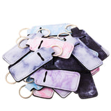 20 Pieces Clip-on Chapstick Sleeve Pouch Lipstick Holder Keychain Elastic Lip Balm Holster Marble Neoprene Chapstick Holder with Metal Ring for Travel Accessories