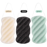 KECUCO 3 Pcs Konjac Body Sponge for Babys, Infant, Toddler, 100% All Natural KONJAC Shower Bath Sponge, 3 Colors and Extra Large Size, Safe for Oily, Dry, Combination or Sensitive Skin