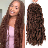 New soft locs 18 inch 6 Packs Goddess Faux Locs Curly Wavy Crochet Synthetic Braiding Hair Extensions (18 inch, 30#)