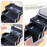 Joligrace Makeup Box Cosmetic Train Case Jewelry Organizer Lockable with Keys and Mirror 2-Tier Tray Portable Carrying with Handle Travel Storage Box