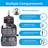 Travel Toiletry Bag Dopp Kit, Waterproof Hanging Toiletries Shaving Organizer Hygiene Bag for Women Men Compact Portable Gym Shower Bathroom Toiletry Storage Bag (Gray)