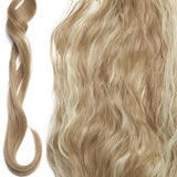 SEGO Wavy Wrap Around Ponytail Hair Extensions with Hair Pocket Long Corn Wave Kinky Curly Pony Tails Hair Extensions Magic Paste Synthetic Yaki Ponytail 20 Inch Honey Blonde & Bleach Blonde 90g