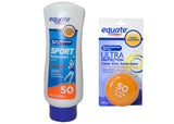 Equate Sport Lotion and Equate Ultra Spectrum Clear Zinc Sunscreen For Face & Lips, SPF 50