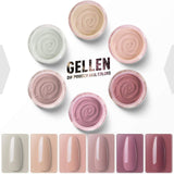 Gellen Dip Powder Nail Starter Kit - 6 Colors Acrylic Dipping Powders - with Base Top Coat/Activator/Brush Saver Essential Tools, Trendy Nail Art Manicure Set, Popular Nudes