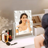 Hollywood Vanity Mirror Lighted Makeup Mirror,Tabletop Mirror with 12pc Dimmable LED Lights，3 Color Mode (White, Large)