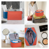 WANDF 3 Pieces Makeup Bag PU Leather Toiletry Bag Portable Cosmetic Pouch Water-resist Travel Organizer for Women (Red)