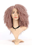 Lavender Kinkys Curly Afro Lace Front Wigs Synthetic 16 Inch L Part Heat Resistant Wigs for Women, Hand Tied Natural Hairline Half Machine Made Replacement Wig (16 inch, Mixed Pink)
