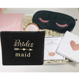 Pack of 10 Multi-Purpose Canvas Makeup Bags Include 1 Bride Bag 1 Maid of Honor Bag 1 Matron of Honor Bag and 7 Bridesmaid Bag Wedding Party Cosmetic Bags Zippered Bridesmaid Proposal Gifts (Black)