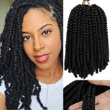3 Pack Spring Twist Crochet Braiding Hair 8 Inch Bomb Twist Crochet Braids Ombre Colors Afro Curly Braids Fluffy Synthetic Braids Hair Extensions 30 Strands 110g/Pack (8inches,1B)