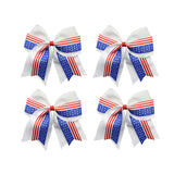 Patriotic Flag Cheer Ponytail Holder Girls Cheerleader Bowknot Hair Bow Tie JHN10 (2 Pcs-Set F)
