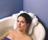 Richards Homewares Luxury Spa Bath Pillow – 100% PVC, Durable Vinyl Material – Inflatable – Non Slip with 4 Suction Cups – Neck & Shoulder Support – Waterproof - White - 18” x 14.5” x 3.8” Inch