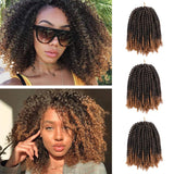 3 Pack Spring Twist Crochet Braids Synthetic Fluffy Curly Hair Extensions 8inch(T1B/27#)