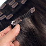 18" Remy Human Hair Clip in Extensions for Women Dark Brown(#2) 7 Pieces 120grams