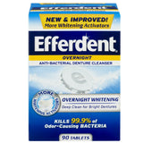 Efferdent PM Overnight Anti-Bacterial Denture Cleanser Tablets 90 ea (Pack of 2)