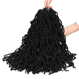 22 Inch Wavy Faux Locs Crochet Hair 7 Packs Curly Goddess Locs Twist Braids Pre-Looped Faux Locs African Roots Dreadlocs Synthetic Hair Extension Soft Locs Braiding Hair for Women (18strands/pack;1#)