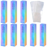 50 Pieces Lip Gloss Boxes Laser Color Holographic Lipstick Wrapping Perfume Essential Oil Bottle Packaging Box and 50 Pieces Clear Shrinkable Film for DIY Lip Gloss Packaging, 4.21 x 0.9 x 0.9 Inch