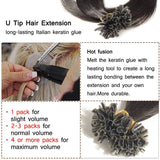 SEGO U Tip Hair Extensions Human Hair Pre Bonded Keratin Fushion Nail Tip Human Hair Extensions 100% Real Remy Hair Silky Straight 100 Strands/Pack 50g 16 Inch #1B Natural Black