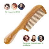 All Natural Hair Comb - pureGLO No Static Detangling Wooden Combs - Handmade Natural Fine Tooth Comb