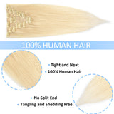 20inch #613 Bleach Blonde 8 Pieces 18 Clips Straight Hair Extensions Grade 7A Full Head Virgin Hair Extensions Lakihair