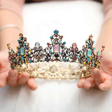 Yean Baroque Crowns and Tiaras Gold Rhinestones Bridal Queen Crown Bride Wedding Tiara for Women and Girls